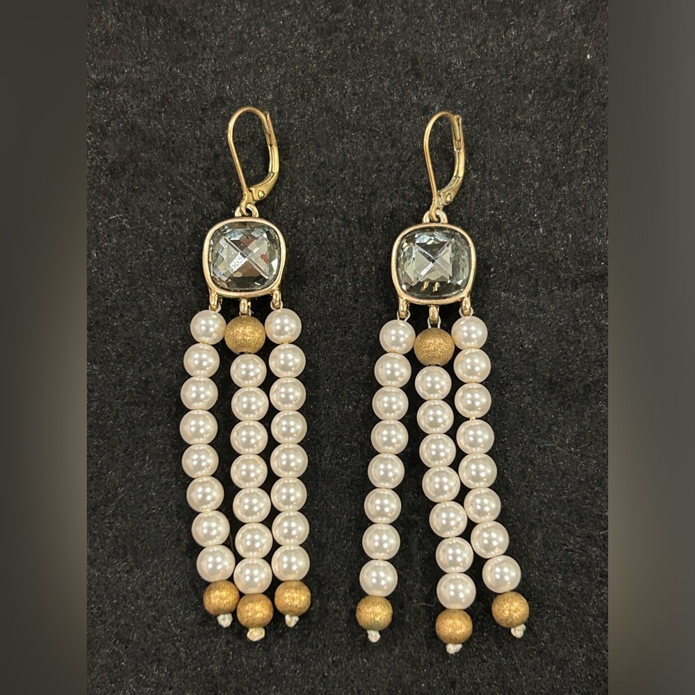 GIVENCHY Crystal & Faux Pearl Goldtone Earrings